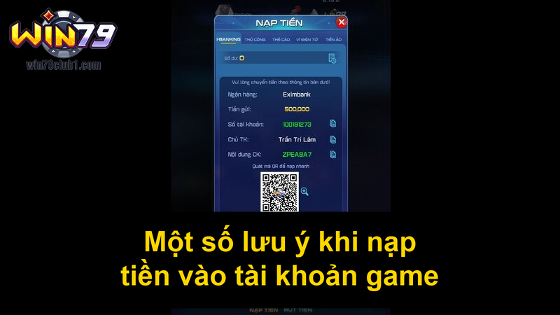 Một số lưu ý khi nạp tiền vào tài khoản game